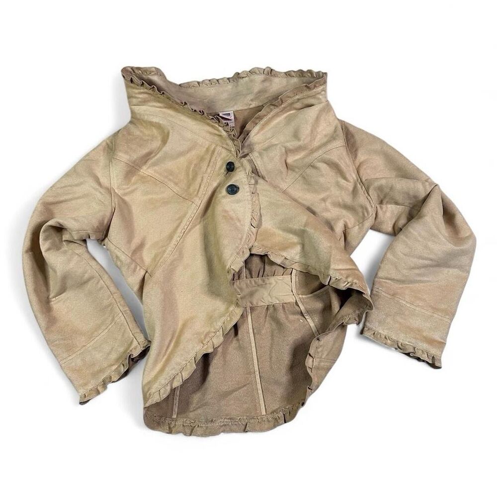 Vintage Faded Glory Tan Suede Button Up Size XL Womens